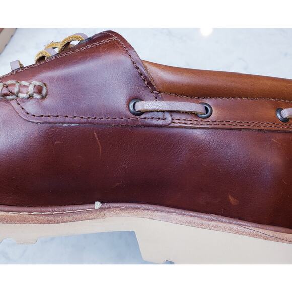 Huckberry RHODES Tahoe Boat Shoes Men's 10 Brown Leather Vibram Gumlite Sole EUC - Picture 14 of 15